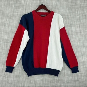 John Ashford Men's Size M Long sleeve color block sweater *flaw* 0664